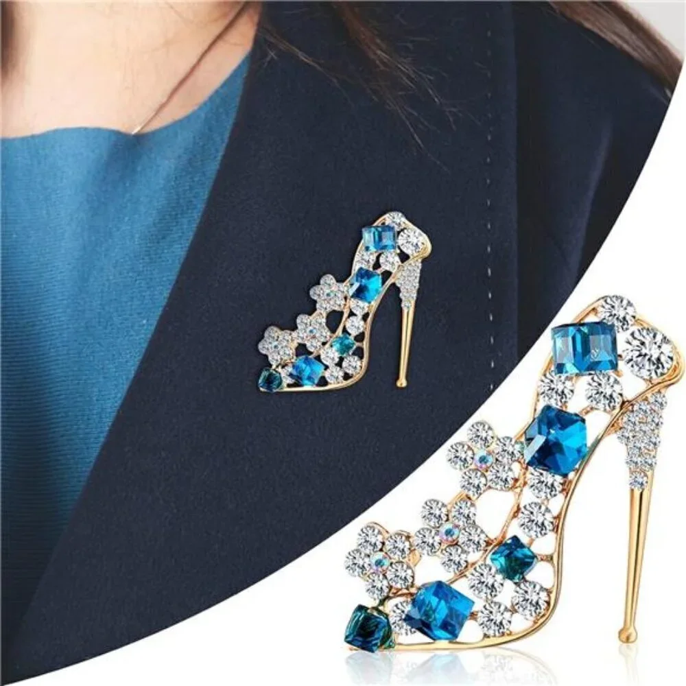 Elegant Crystal Brooch Set – High Heels, Angel Wings, and Eye Designs (4-Piece)